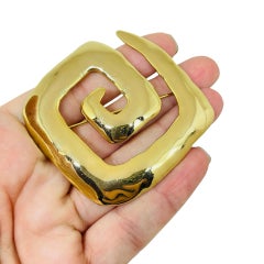 Spilla d'epoca JJ 1986 in tonalità oro, enorme spilla geometrica modernista di design