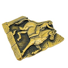 Vintage JJ bronze gold horse designer brooch