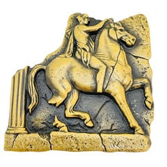 Broche vintage JJ bronce oro caballo de diseño