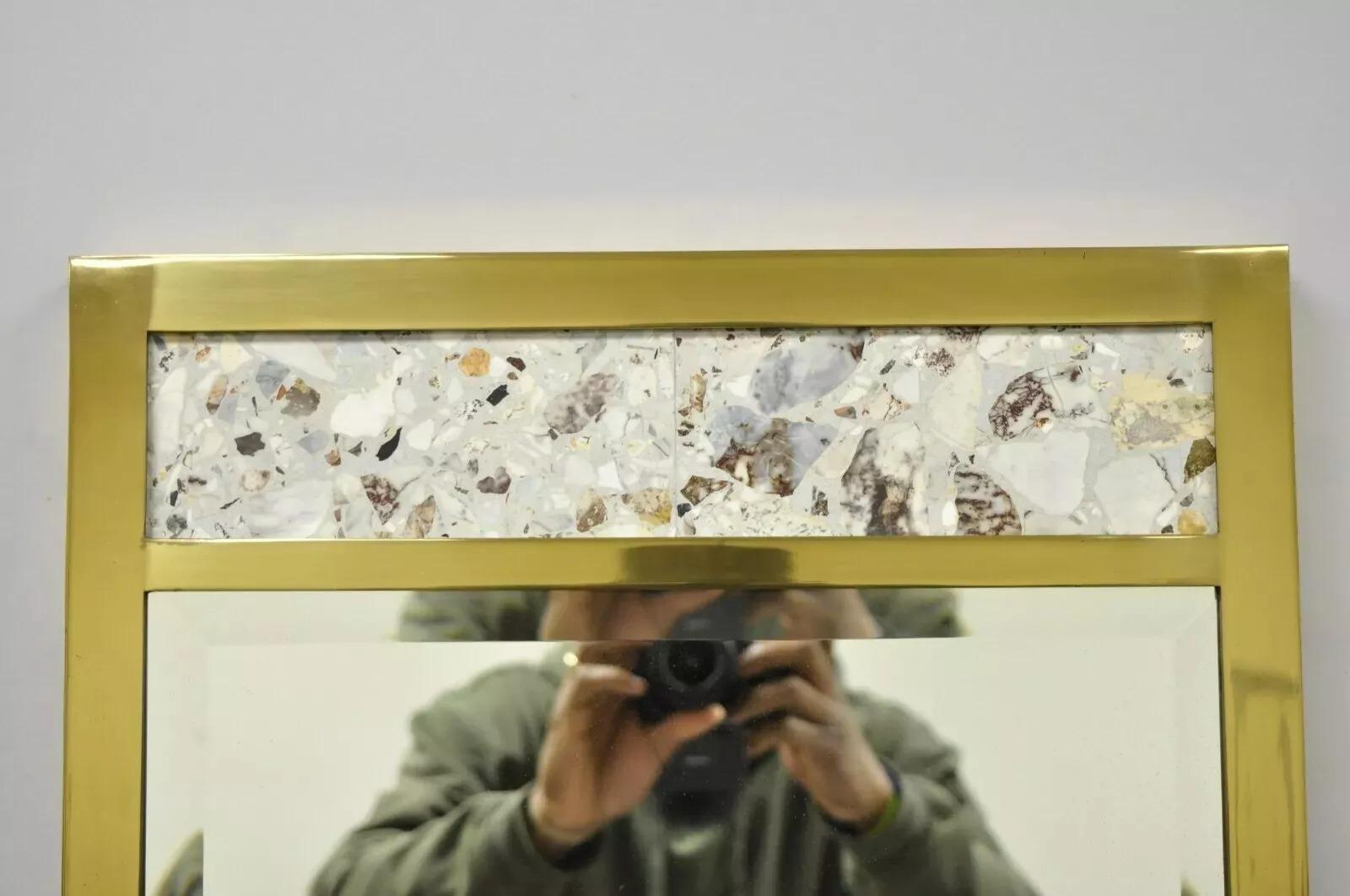 Vintage Brass Frame Marble Inlaid 65