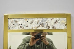 Vintage JL Metz Tomlinson Modern Brass Frame Marble Inlay 65" Tall Narrow Mirror