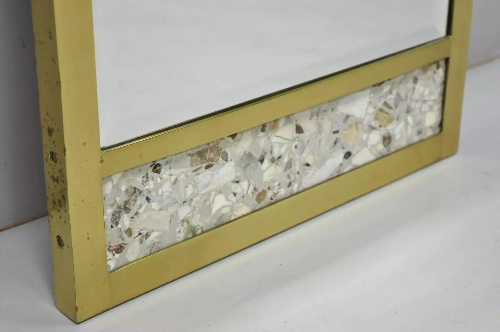 Inconnu Vintage JL Metz Tomlinson Modernity Brass Frame Marble Inlay 65