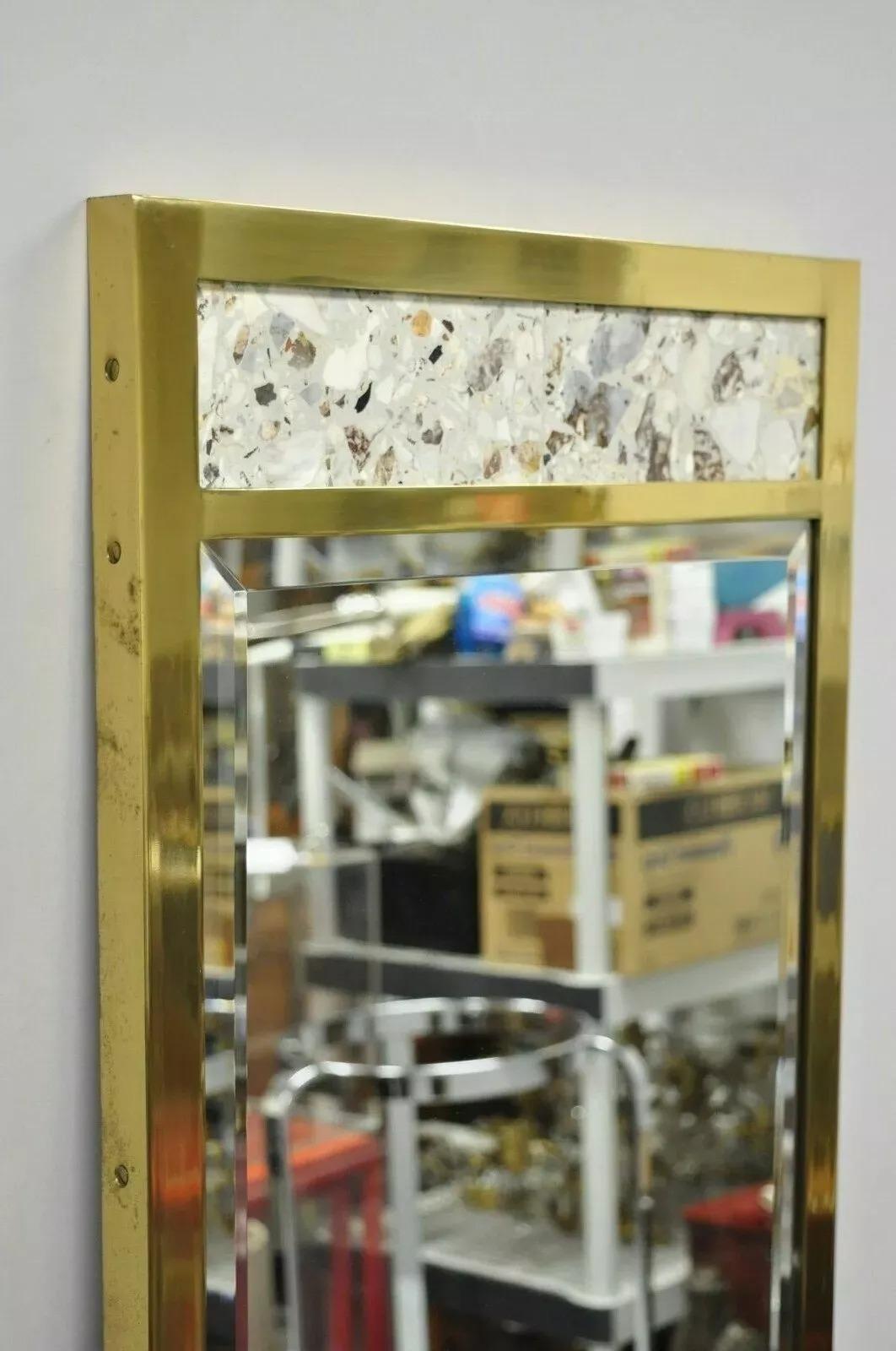 Vintage JL Metz Tomlinson Modernity Brass Frame Marble Inlay 65