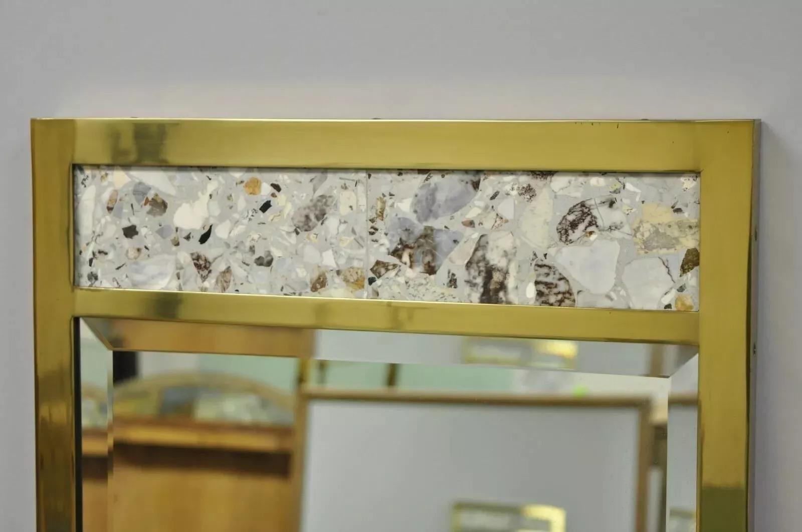 20ième siècle Vintage JL Metz Tomlinson Modernity Brass Frame Marble Inlay 65