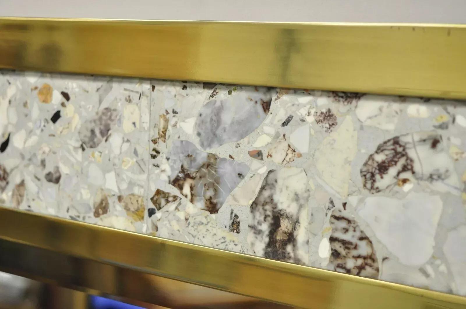 Laiton Vintage JL Metz Tomlinson Modernity Brass Frame Marble Inlay 65