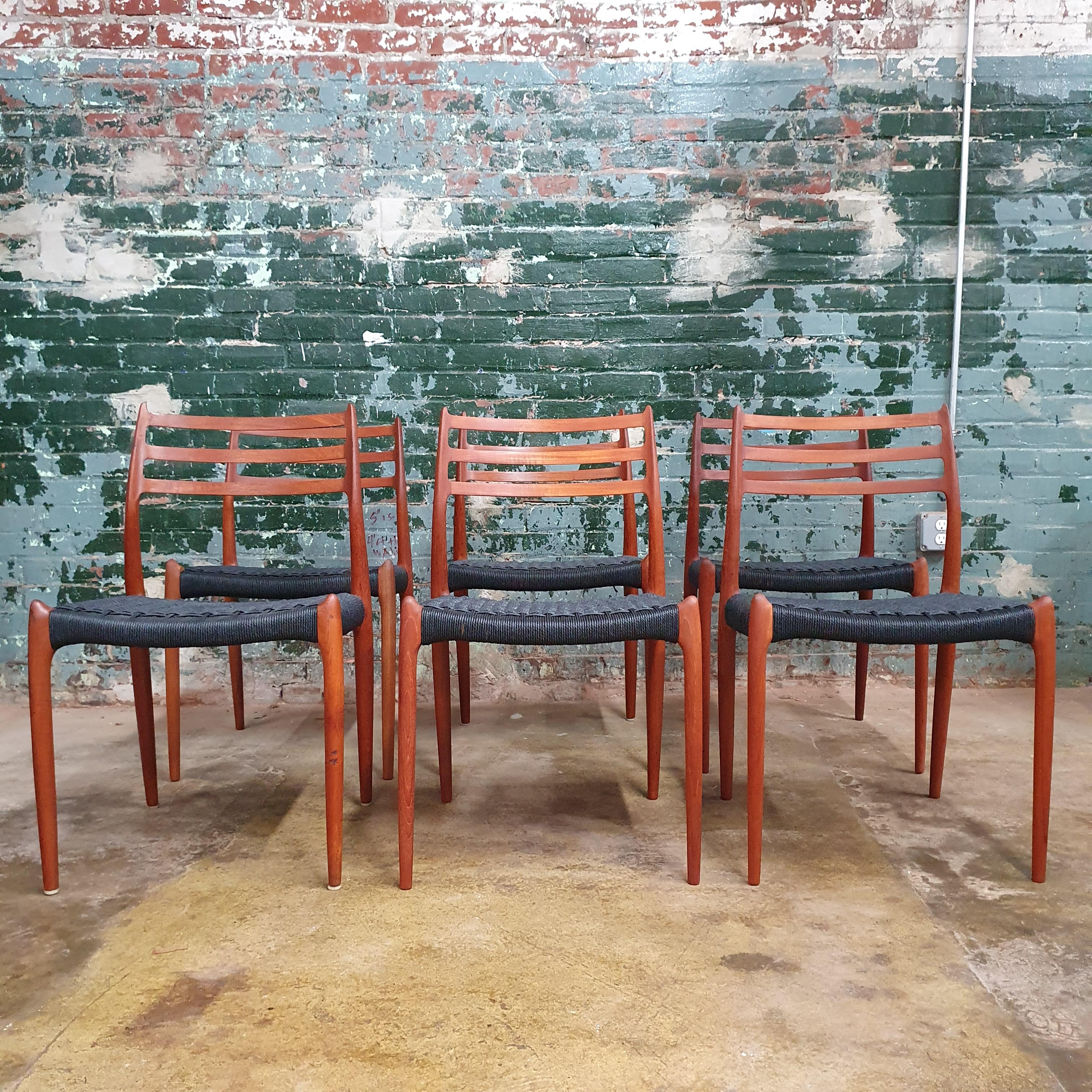 Scandinavian Modern Vintage J.L. Moller 78s Chairs, Set of 6 For Sale