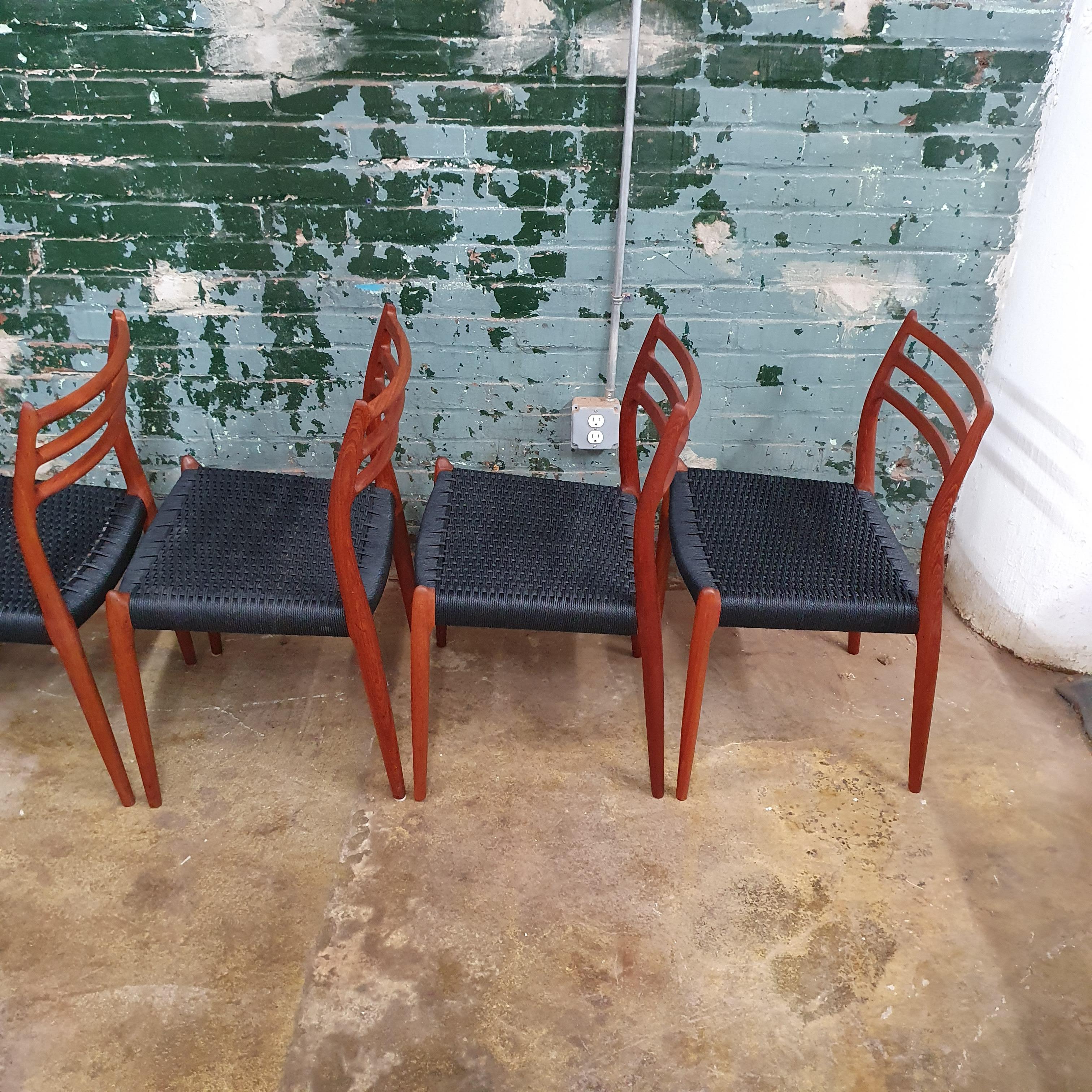 Mid-20th Century Vintage J.L. Moller 78s Chairs, Set of 6 For Sale