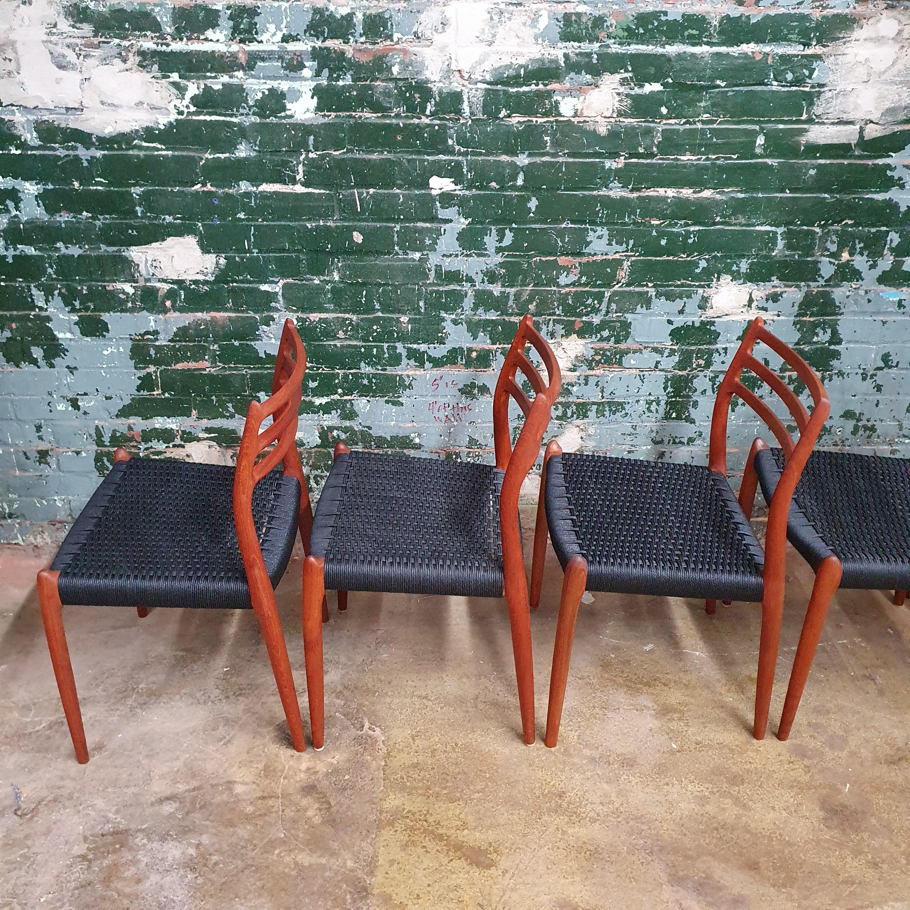 Papercord Vintage J.L. Moller 78s Chairs, Set of 6 For Sale