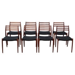 Vintage J.L. Chaises Moller des années 78, lot de 8