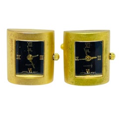 Vintage JL signiert Goldton Japan Uhr Designer Manschettenknöpfe