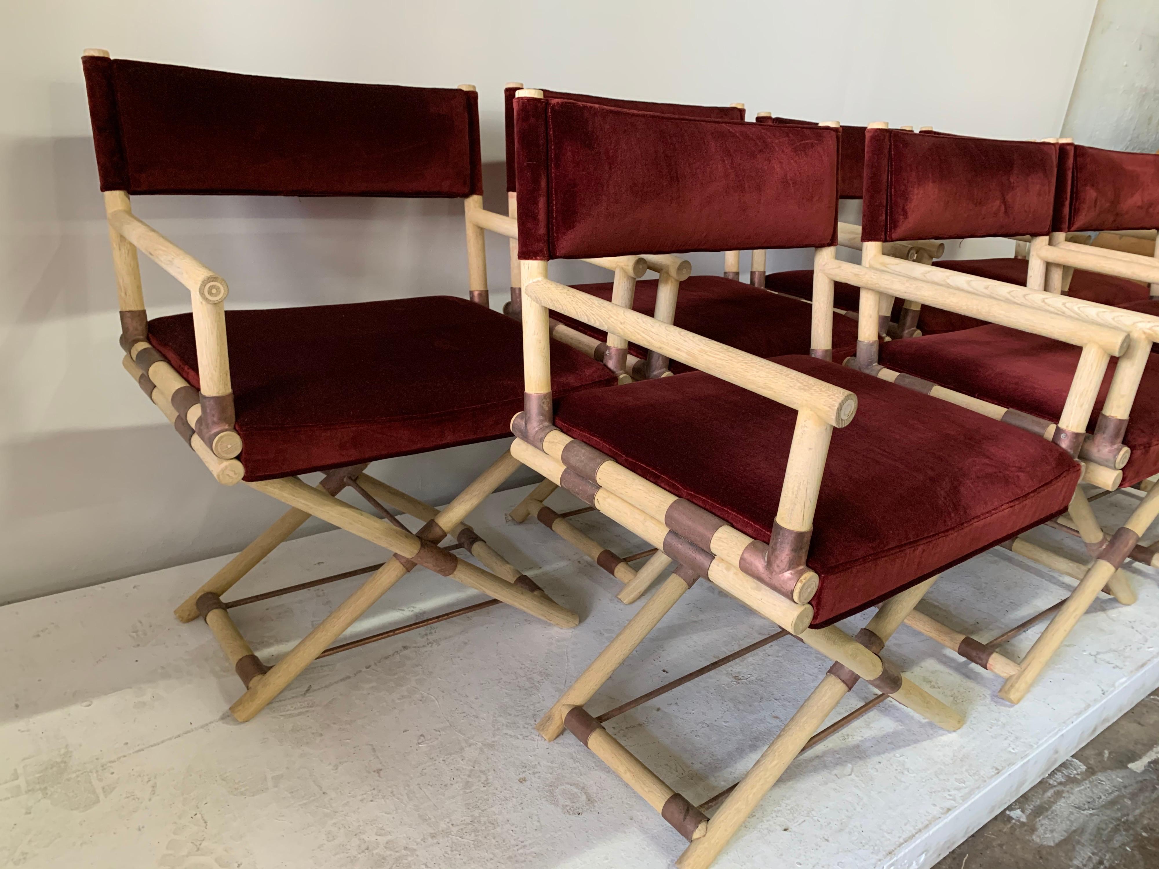 Chaises de directeur vintage de style JMF, ensemble de 8 pièces en vente 5