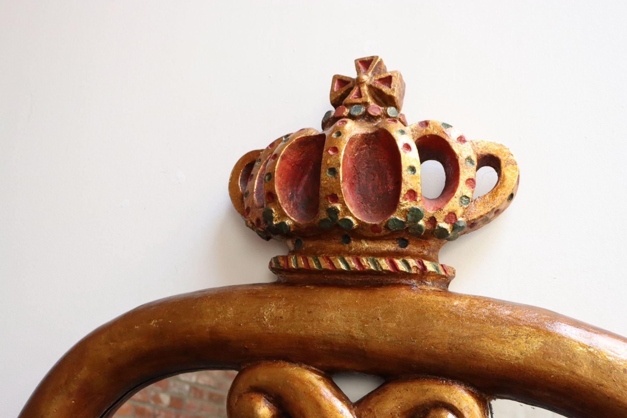 20ième siècle Panneau de commerce de Bakery vintage peint en composite Pretzel and Crown Mirrored Jo Mead en vente