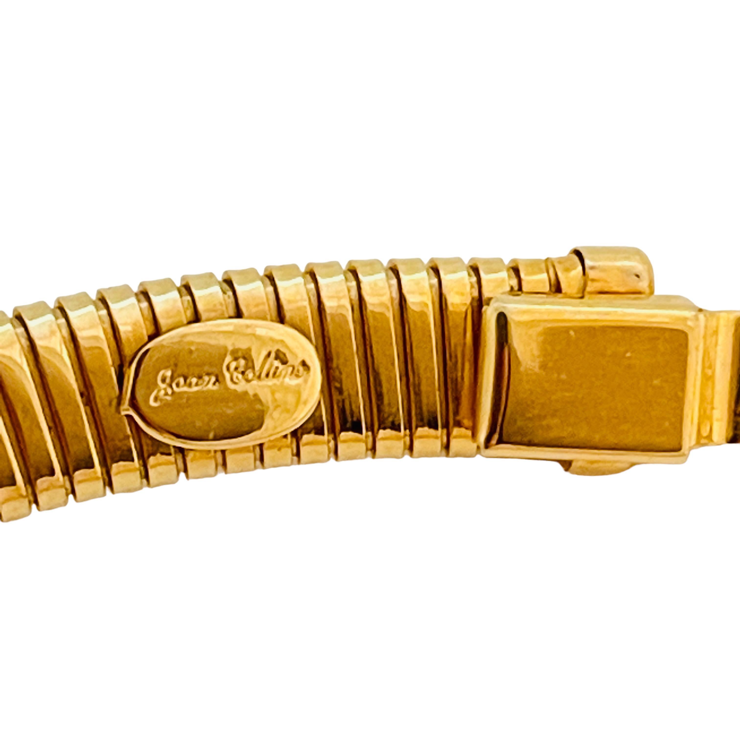 JOAN COLLINS Collier de défilé vintage à chaîne oméga en or et strass en vente 1