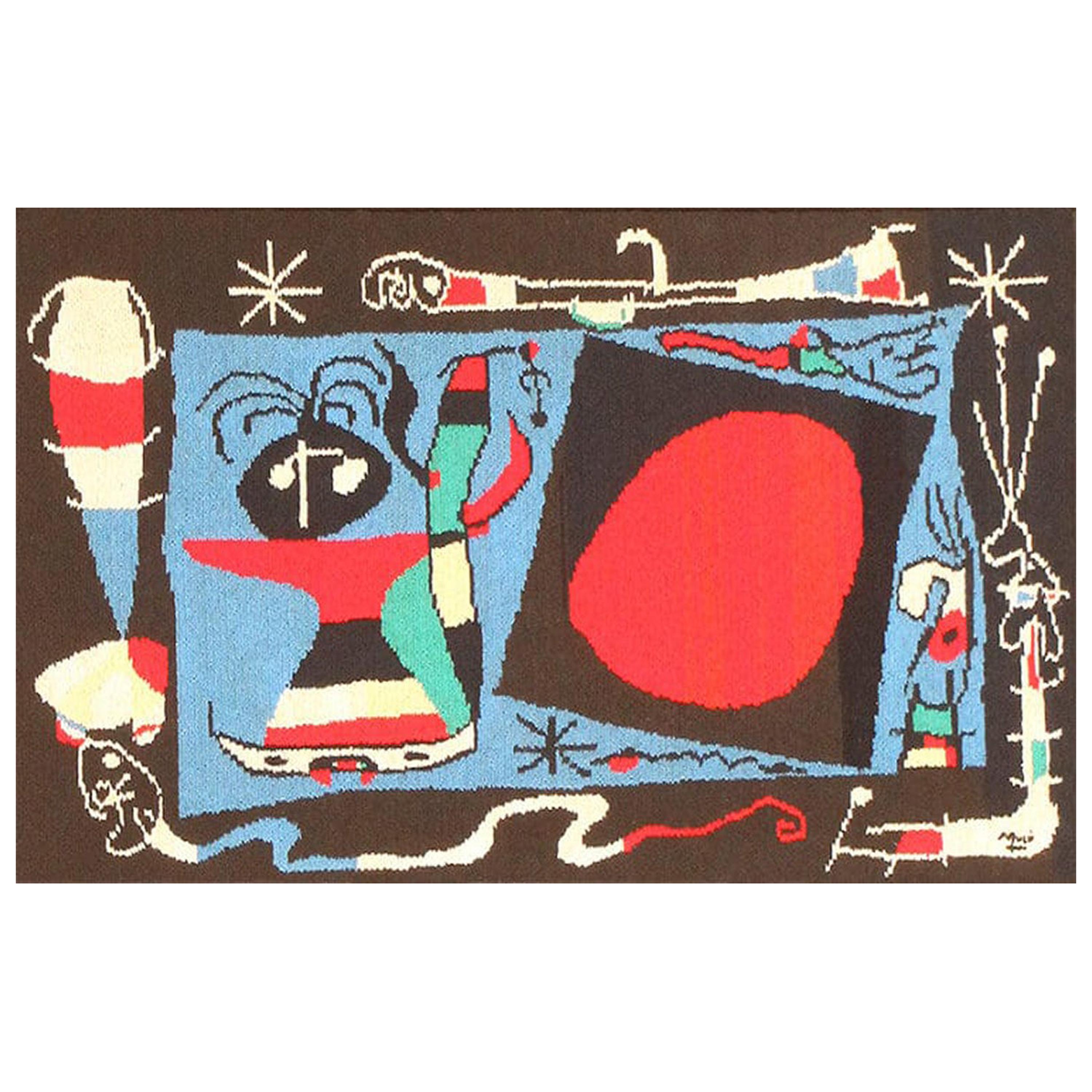 Vintage Joan Miró Tapestry Rug. Size: 2 ft 10 in x 1 ft 10 in (0.86 m x 0.56 m)