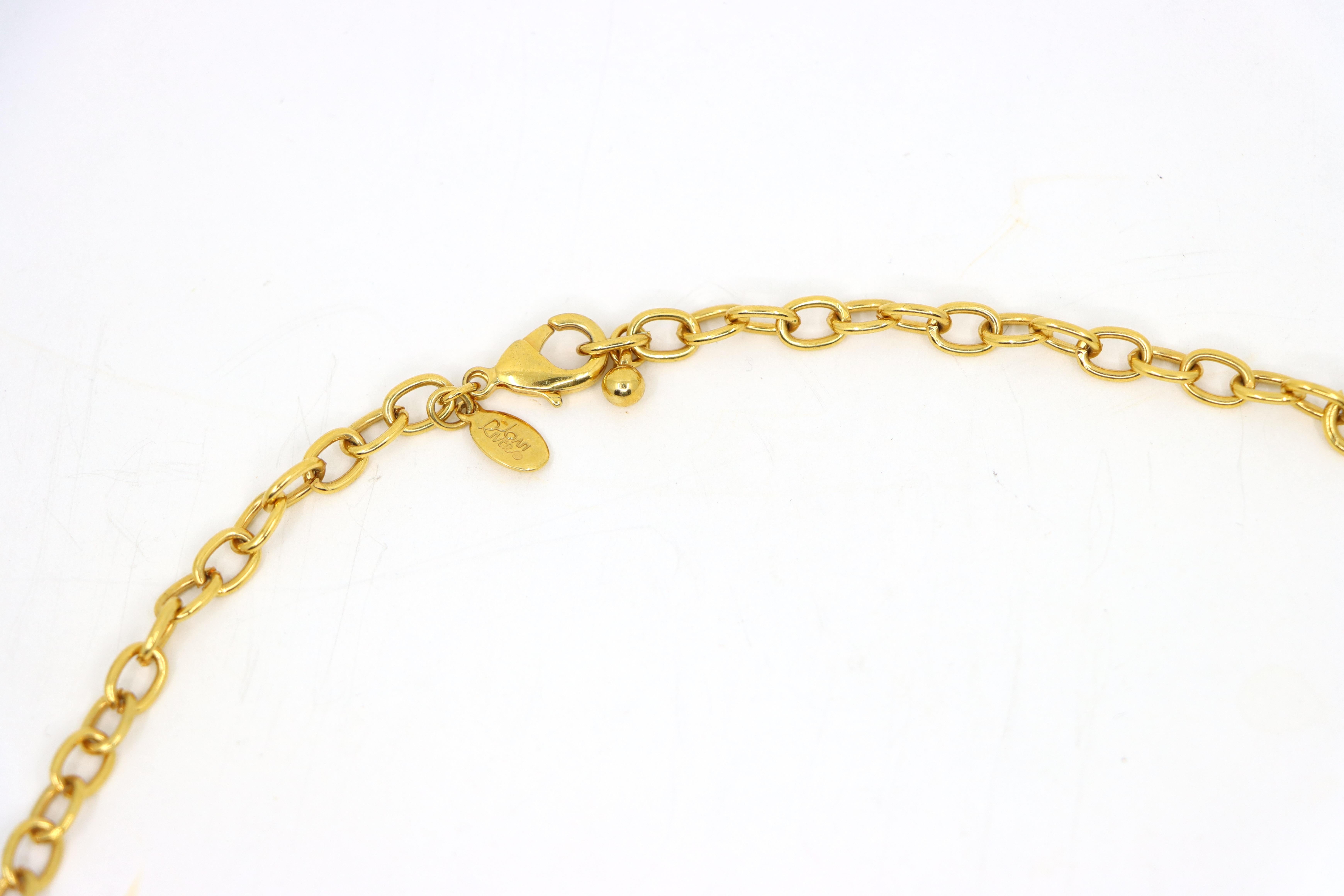 Vintage Joan River Gold Tone Red Glass Necklace For Sale 1