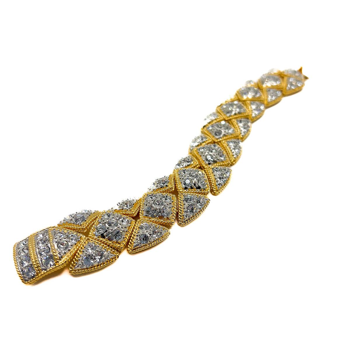 Women's or Men's Vintage Joan Rivers Crystal matelassé Bracelet 1980s For Sale