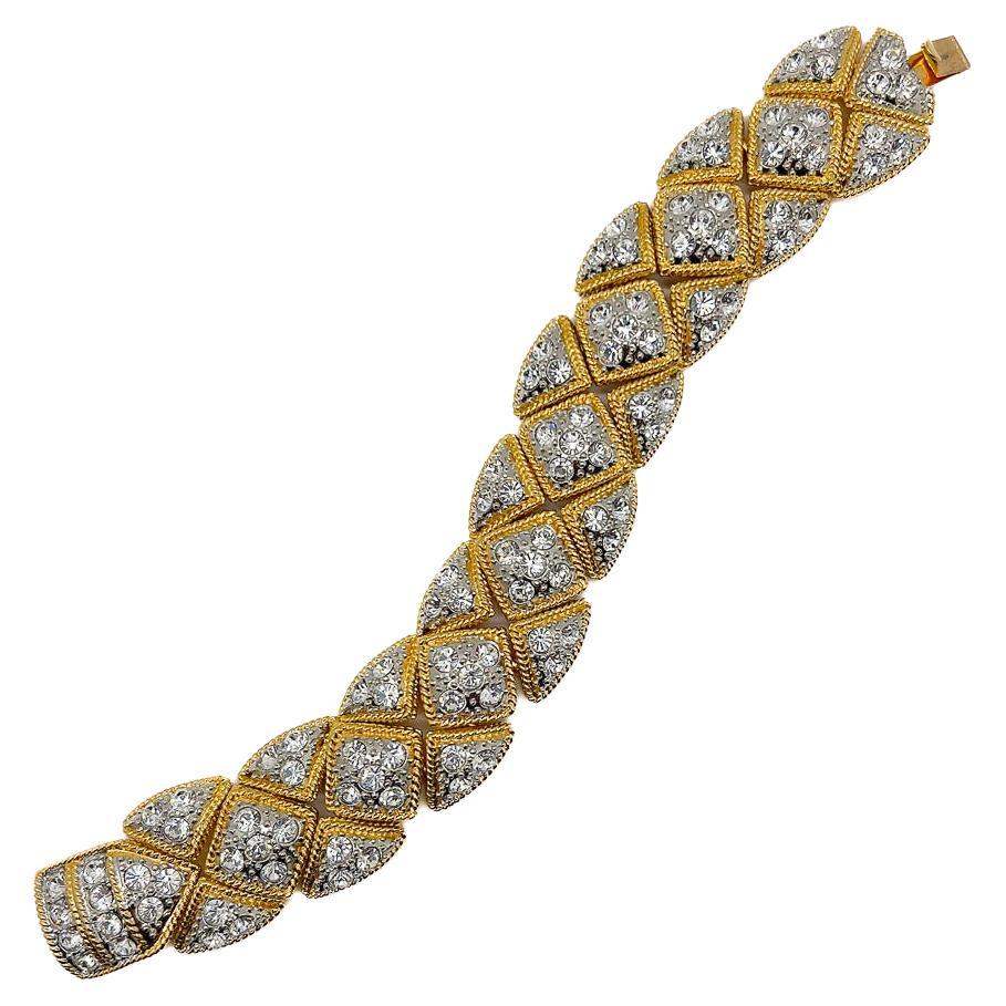 Vintage Joan Rivers Crystal matelassé Bracelet 1980s