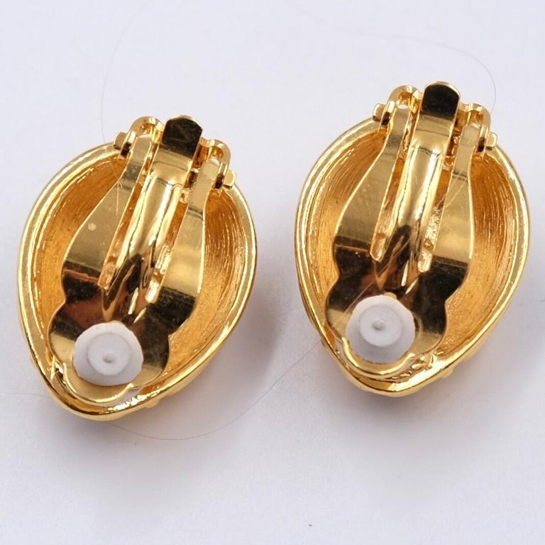 Vintage Joan Rivers Enamel Clipon Earrings With Rhinestones 1990's at