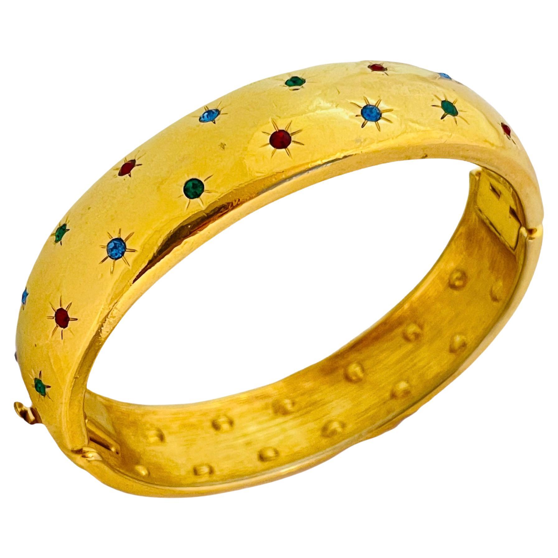 Vintage JOAN RIVERS gold crystal bangle For Sale
