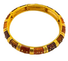 Pulsera vintage JOAN RIVERS esmalte dorado elástico diseñador de pasarela