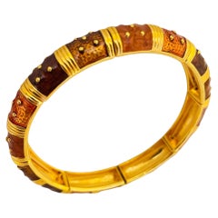 Pulsera vintage JOAN RIVERS esmalte dorado elástico diseñador de pasarela