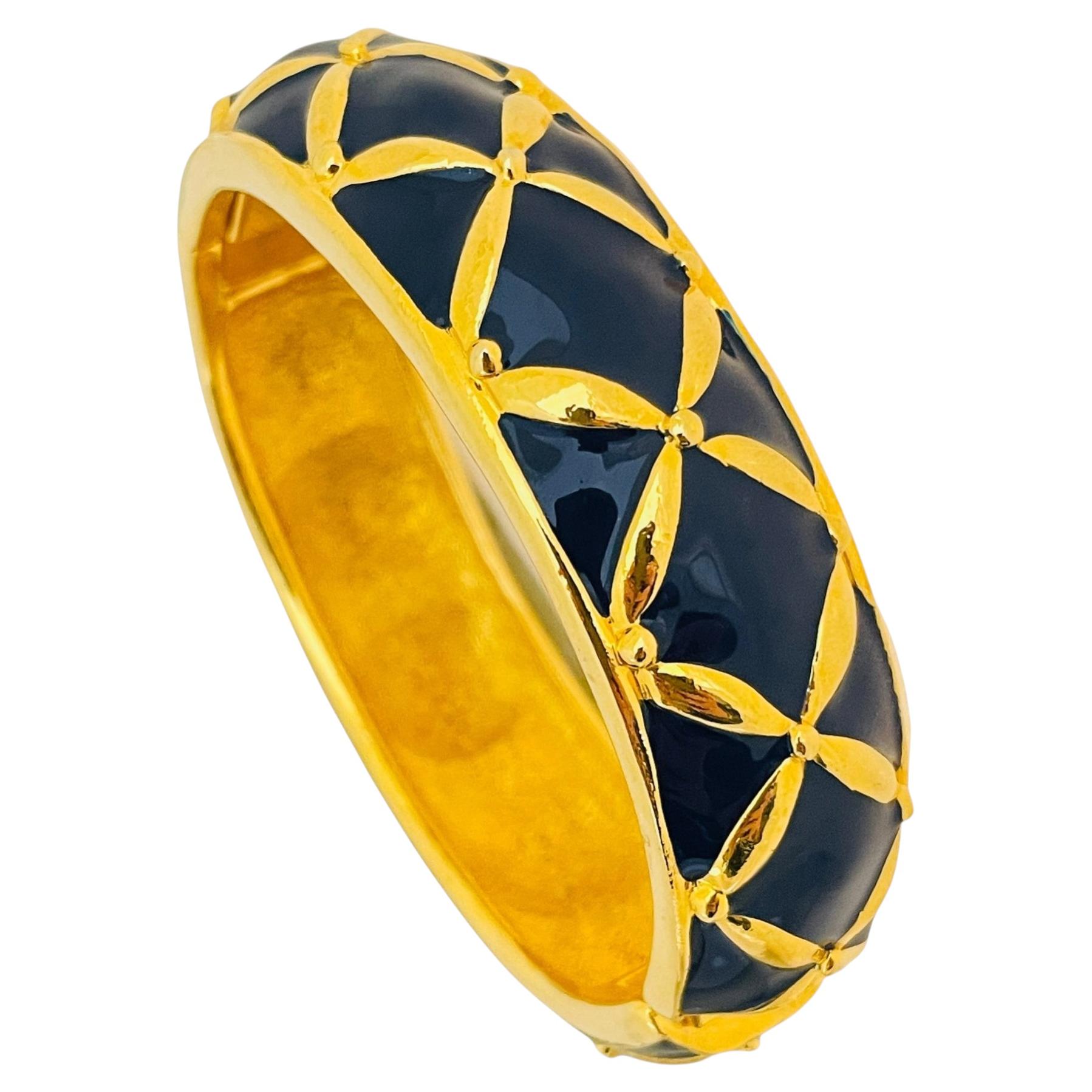 Bracciale bangle vintage JOAN RIVERS in oro e smalto, designer di passerelle, d'epoca