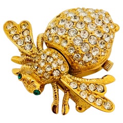 Vintage JOAN RIVERS gold rhinestone designer runway brooch watch