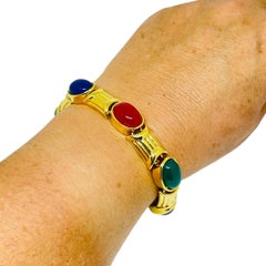 Vintage JOAN RIVERS signed gold tone jewel royal glass cabs designer bracelet