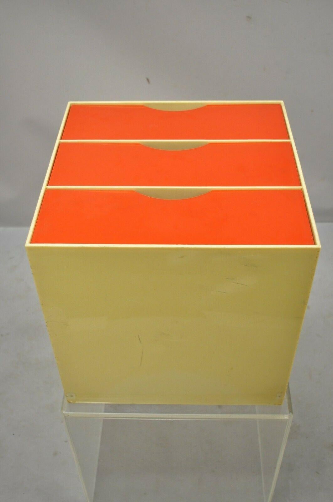 Vintage Joe Colombo Palaset Style Plastic Red 3 Drawer Cube 'A' 3
