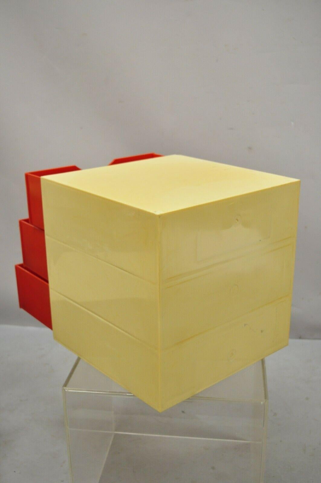 Vintage Joe Colombo Palaset Style Plastic Red 3 Drawer Cube 'B' 4