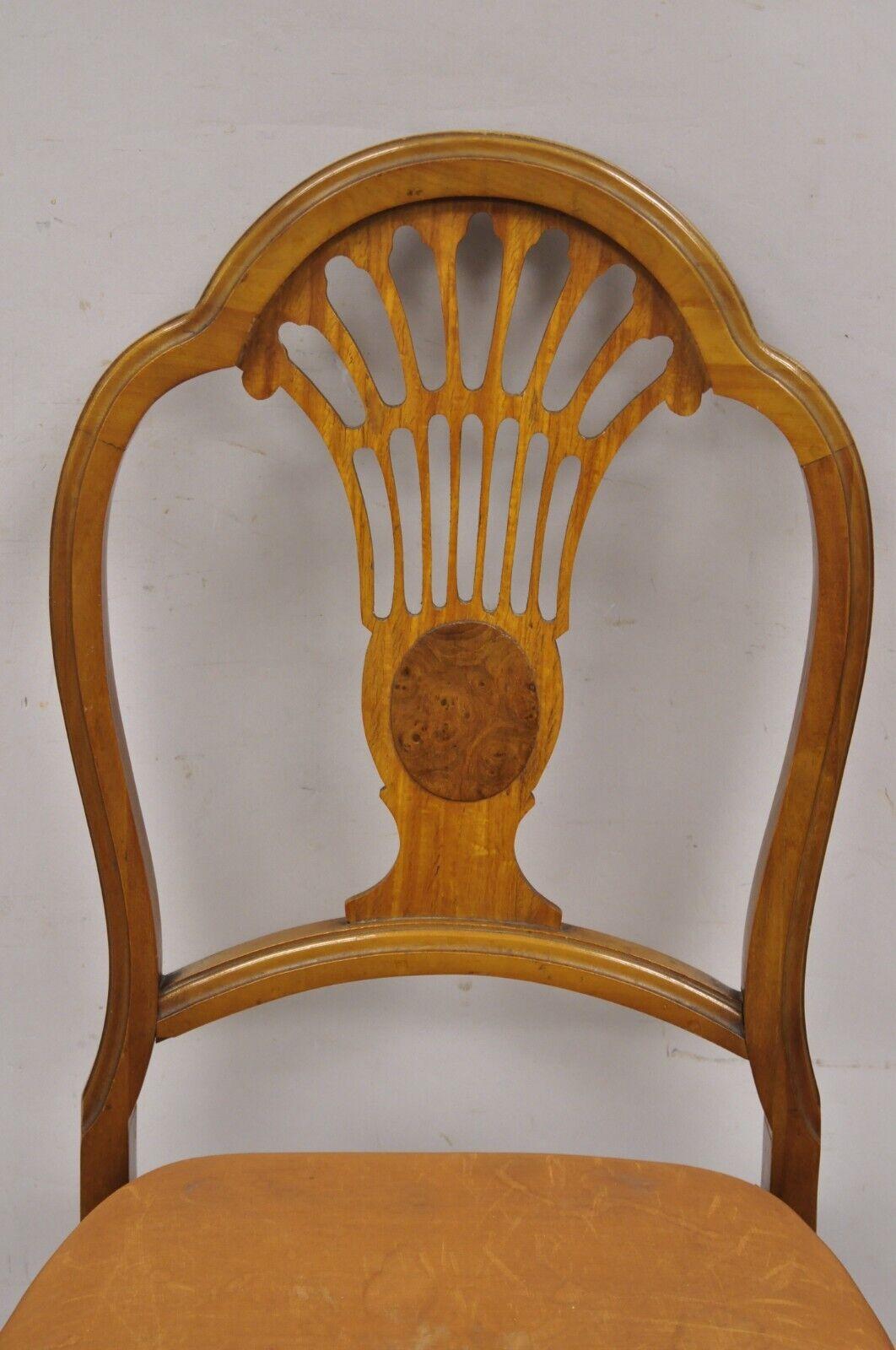 Vintage Joerns Bros Art Deco Walnut Fan Back Vanity Side Chair In Good Condition For Sale In Philadelphia, PA