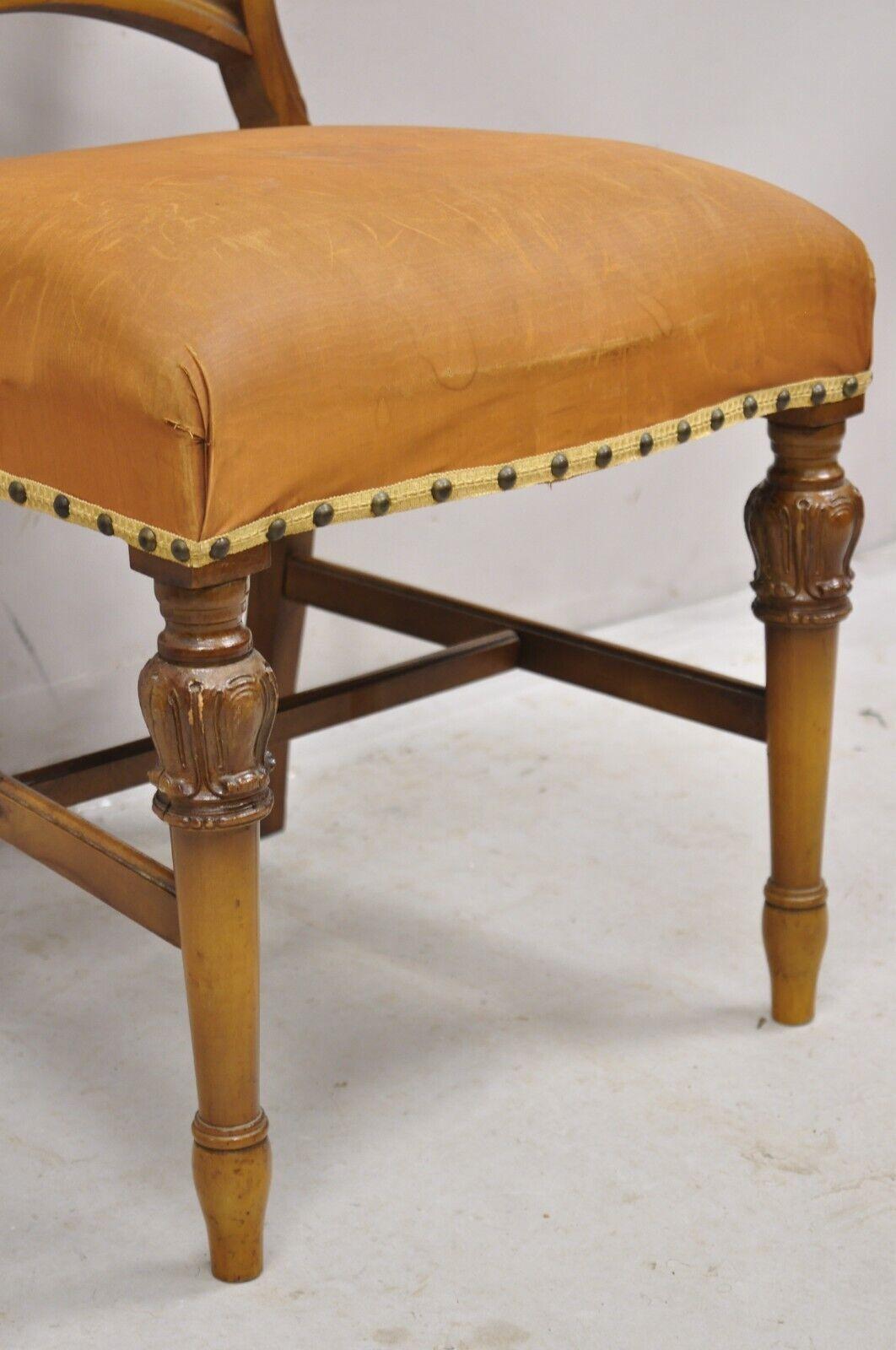 20th Century Vintage Joerns Bros Art Deco Walnut Fan Back Vanity Side Chair For Sale