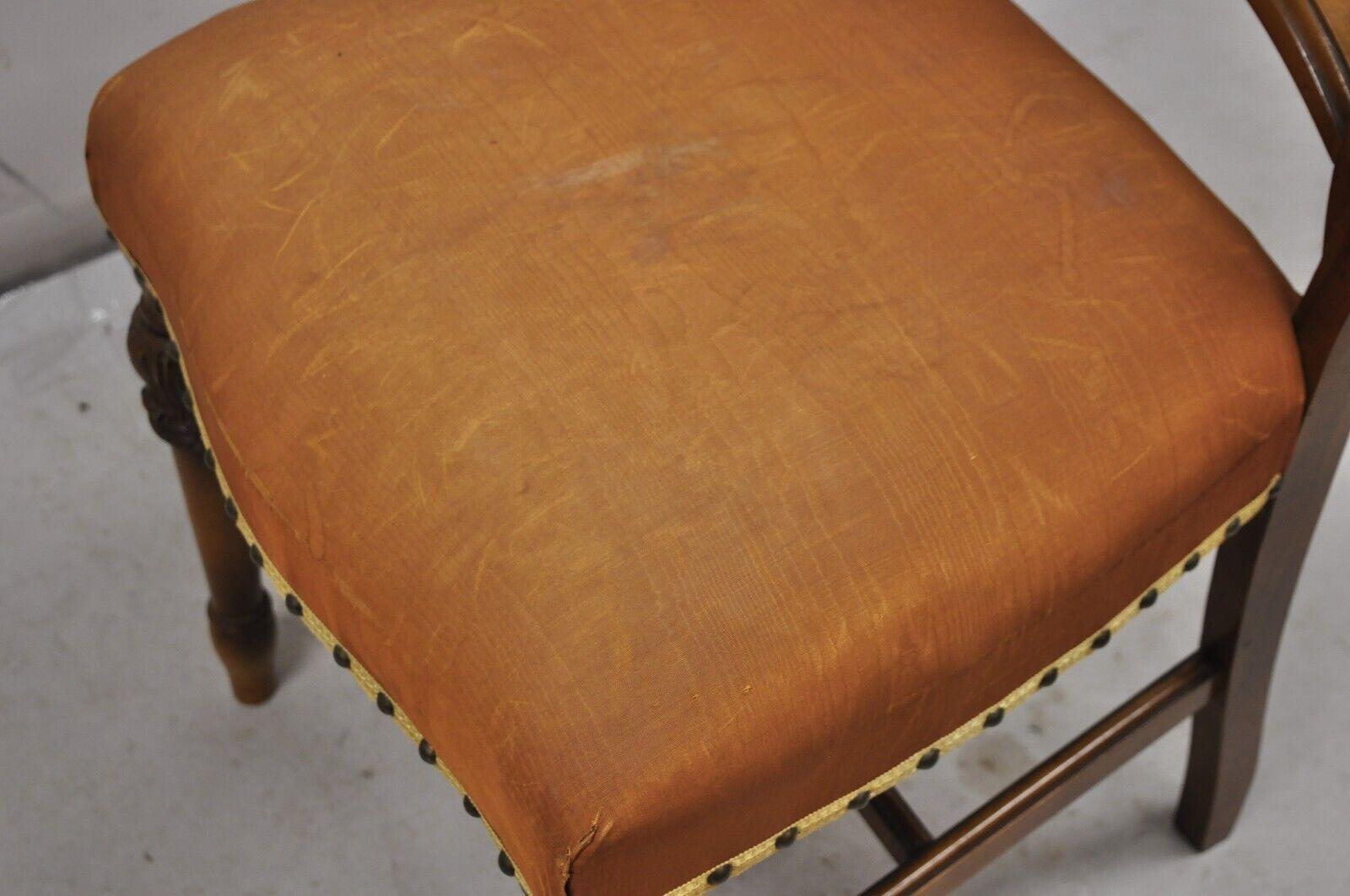 Vintage Joerns Bros Art Deco Walnut Fan Back Vanity Side Chair For Sale 1