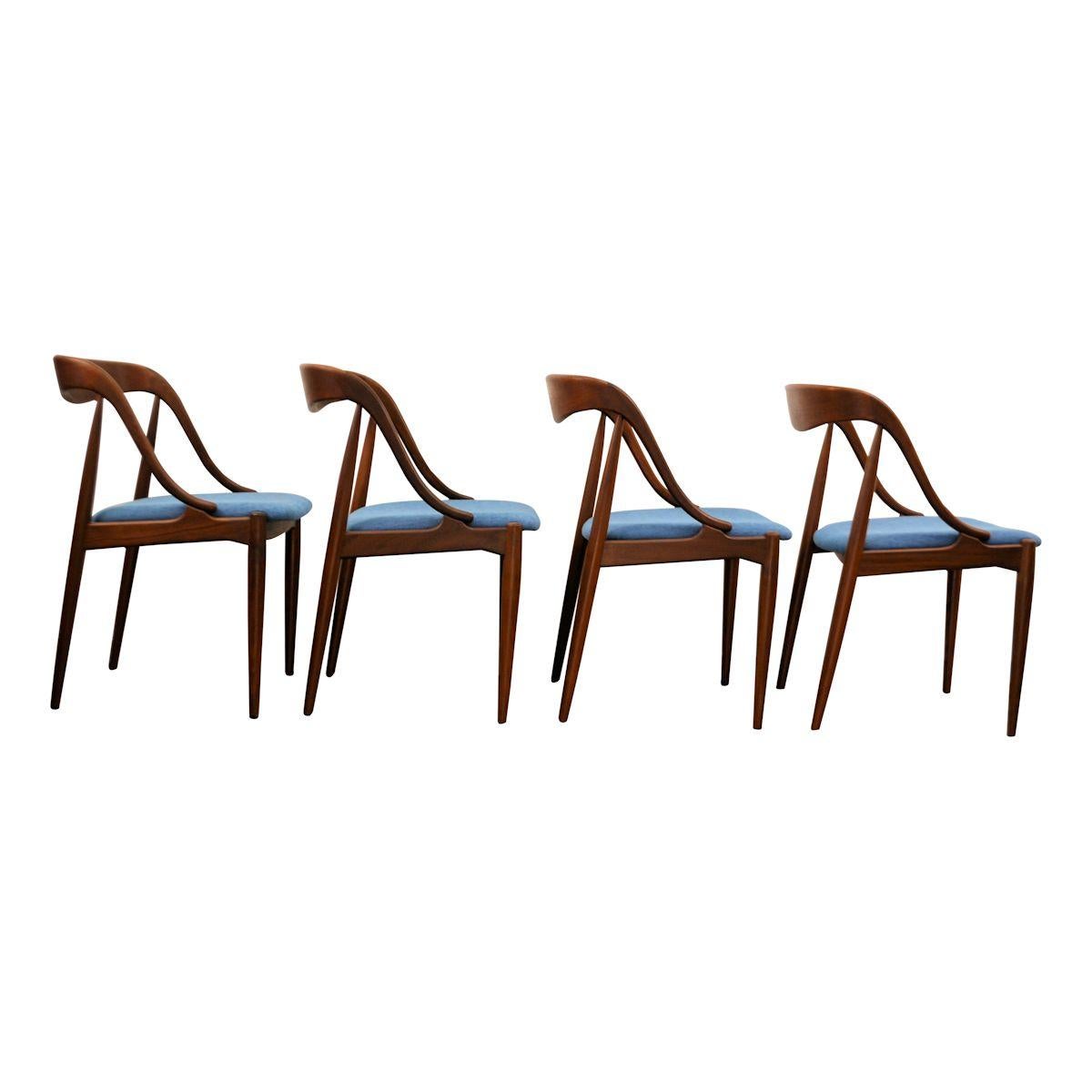 Mid-Century Modern Vintage Johannes Andersen Teak Dining Chairs, Set of Four