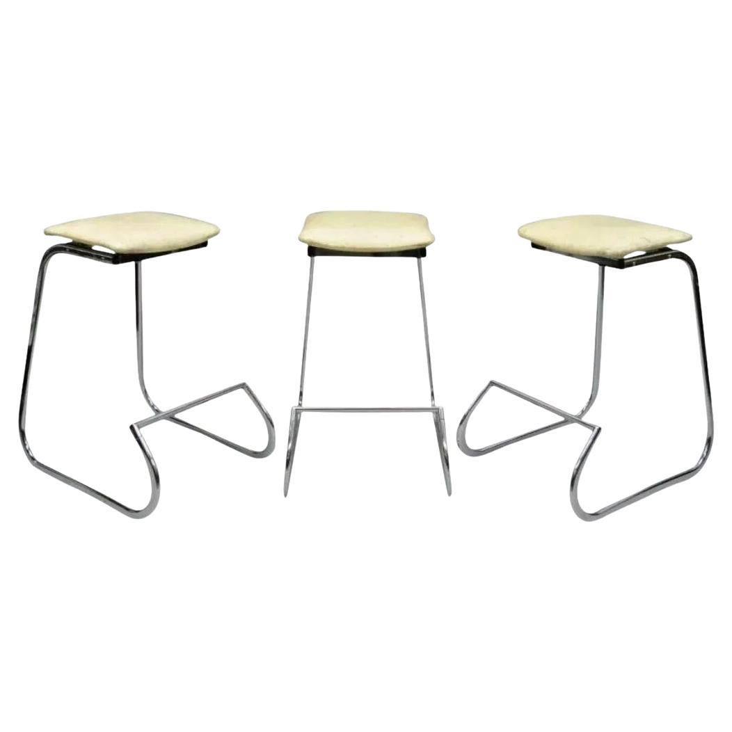 Vintage John Behringer Stendig Chrome Modern Prometheus Bar Stools - Set of 3