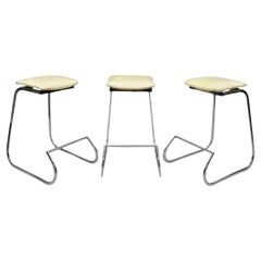 Vintage John Behringer Stendig Chrome Modern Prometheus Bar Stools - Set of 3