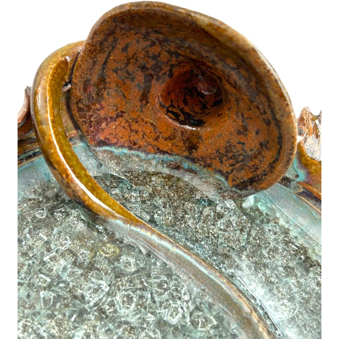 Contemporary Vintage John Cheer Studio Clay Pottery Glass Fused Glazed Wall Art ~ Signed For Sale