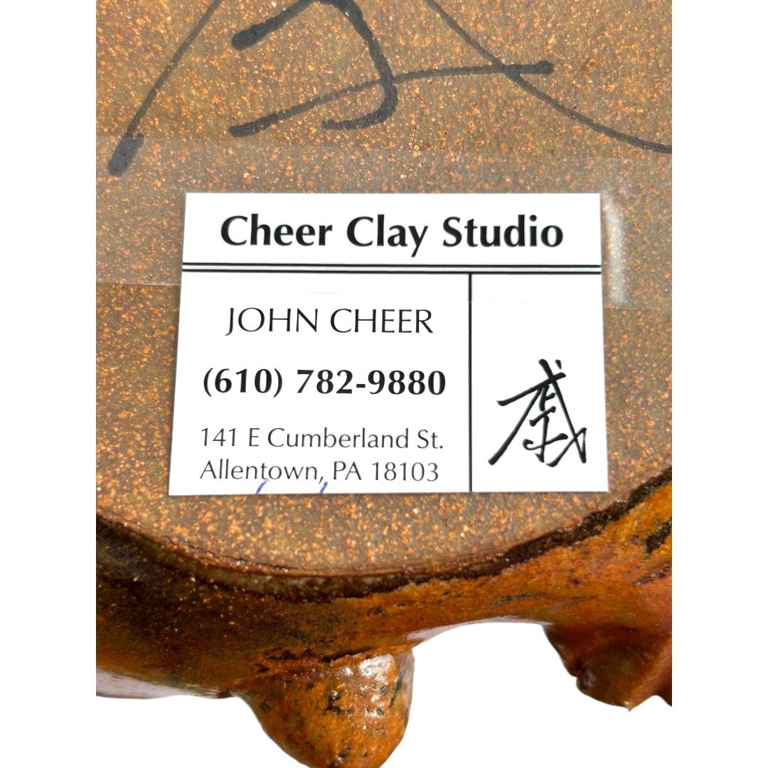 Vintage John Cheer Studio Clay Pottery Glass Fused Glazed Wall Art ~ Signed For Sale 1