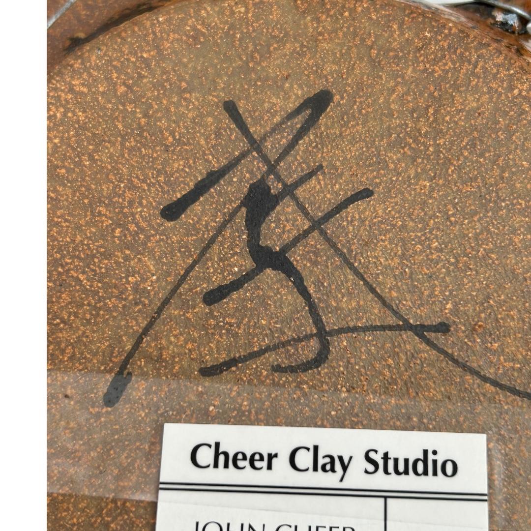 Vintage John Cheer Studio Clay Pottery Glass Fused Glazed Wall Art ~ Signed For Sale 2