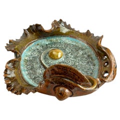 Vintage John Cheer Studio Clay Pottery Glass Fused Glazed Wall Art ~ Signé