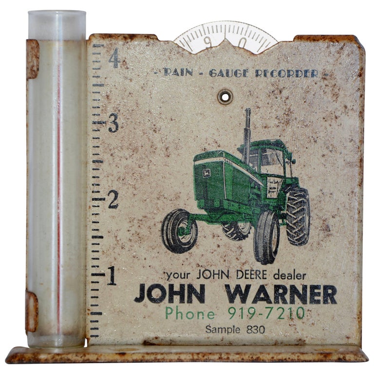 Vintage John Deere Rain Gauge Recorder for John Warner Dealership For