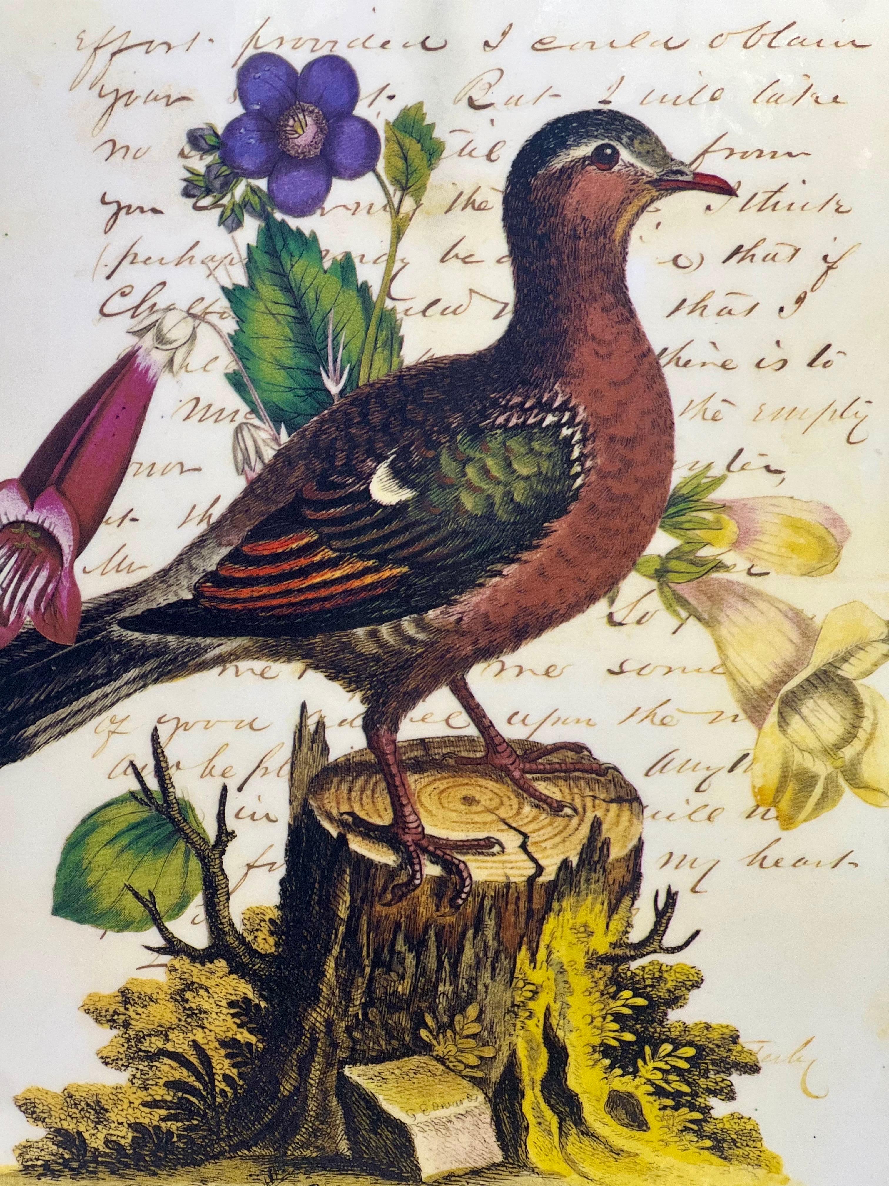 John Derian grand pot carré à couvercle en porcelaine avec oiseaux et feuillage en vente 5