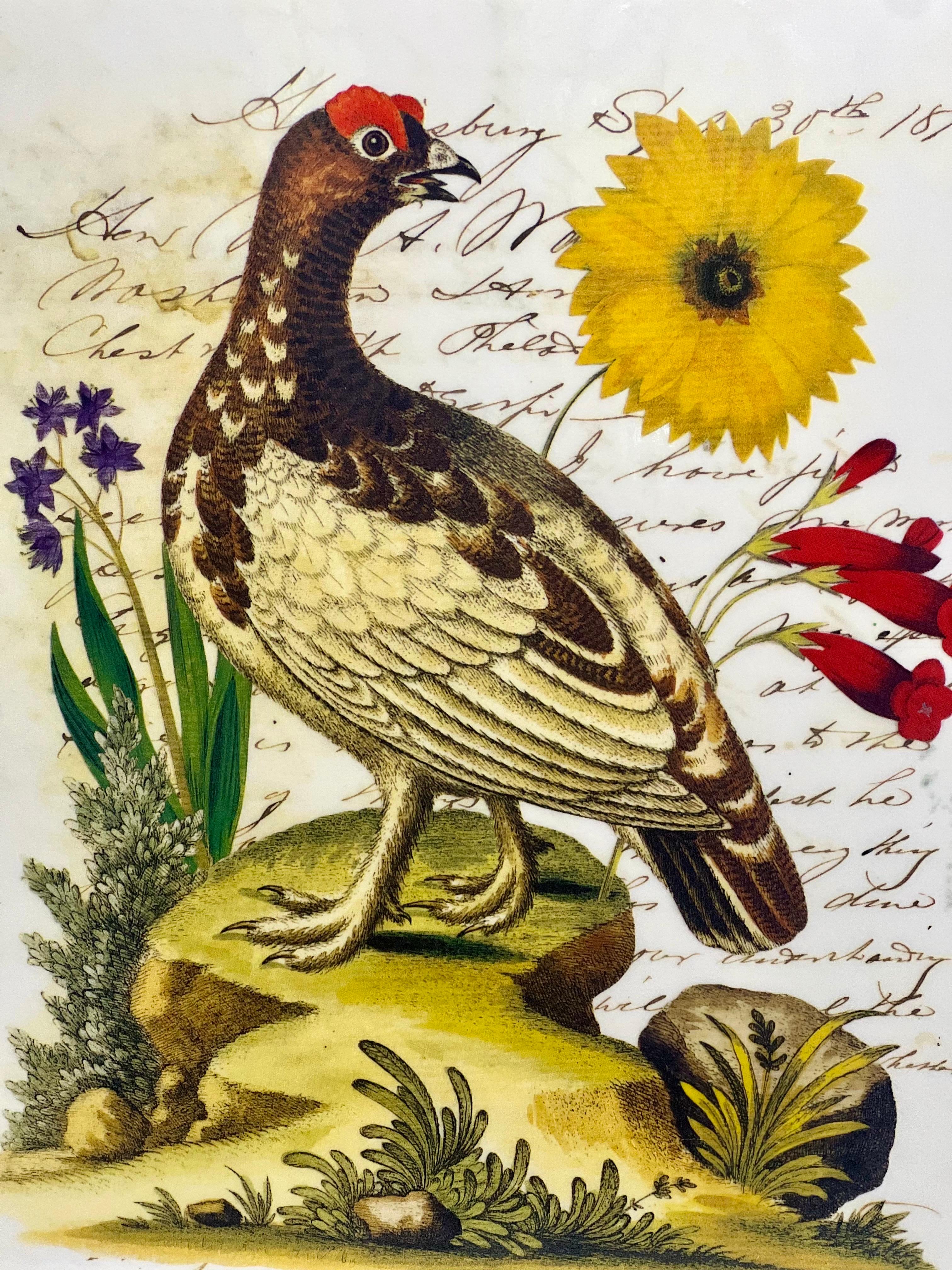John Derian grand pot carré à couvercle en porcelaine avec oiseaux et feuillage en vente 7