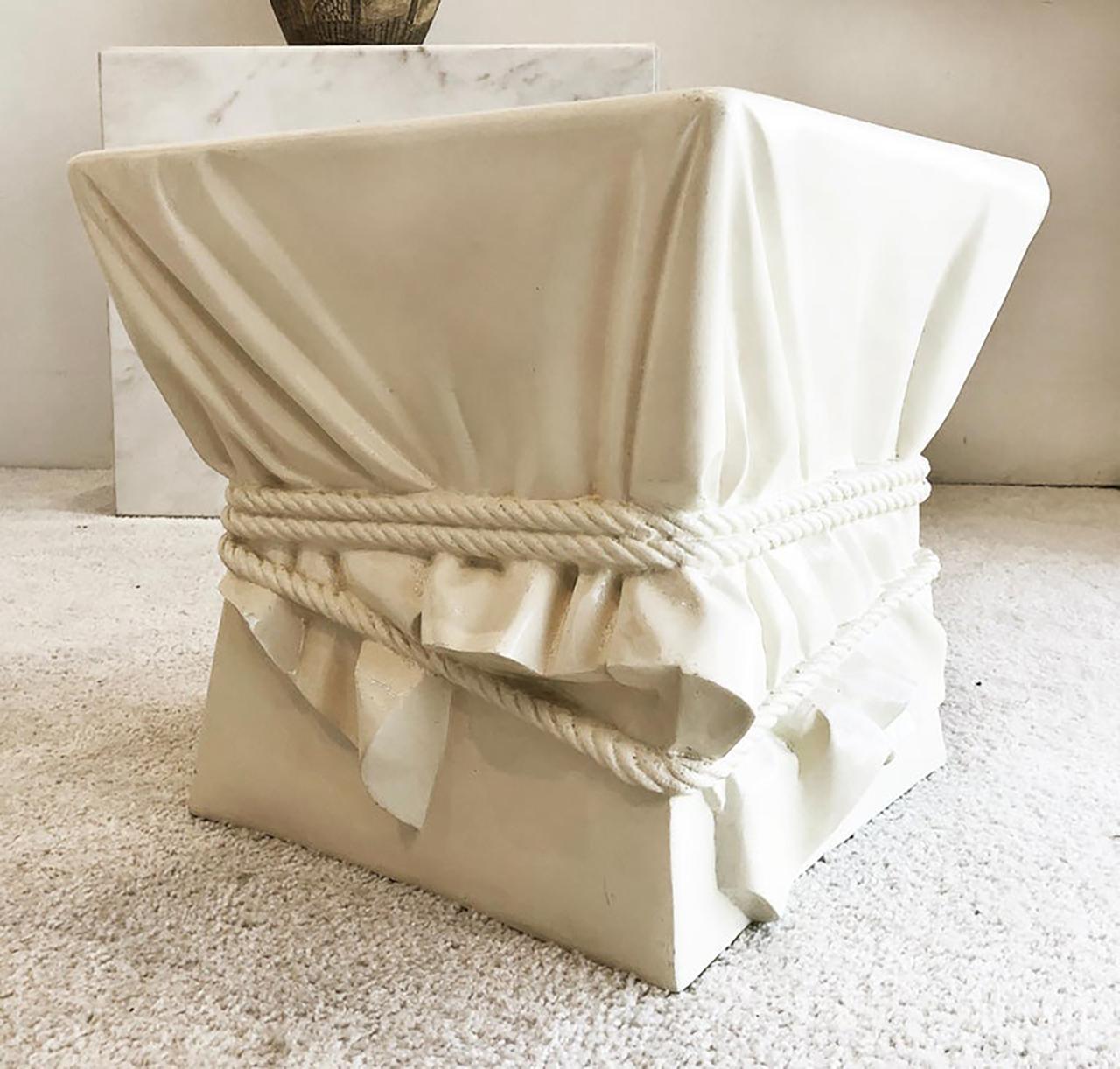 Late 20th Century Vintage John Dickenson Style Draped Rope Drinks Side Table, Lacquered Fiberglass