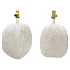 Vintage John Dickinson Stil Drapierte Gips Tischlampen, Paar