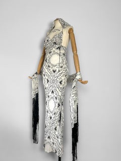 Vintage John Galliano 2002 Bandana heart print hooded silk dress