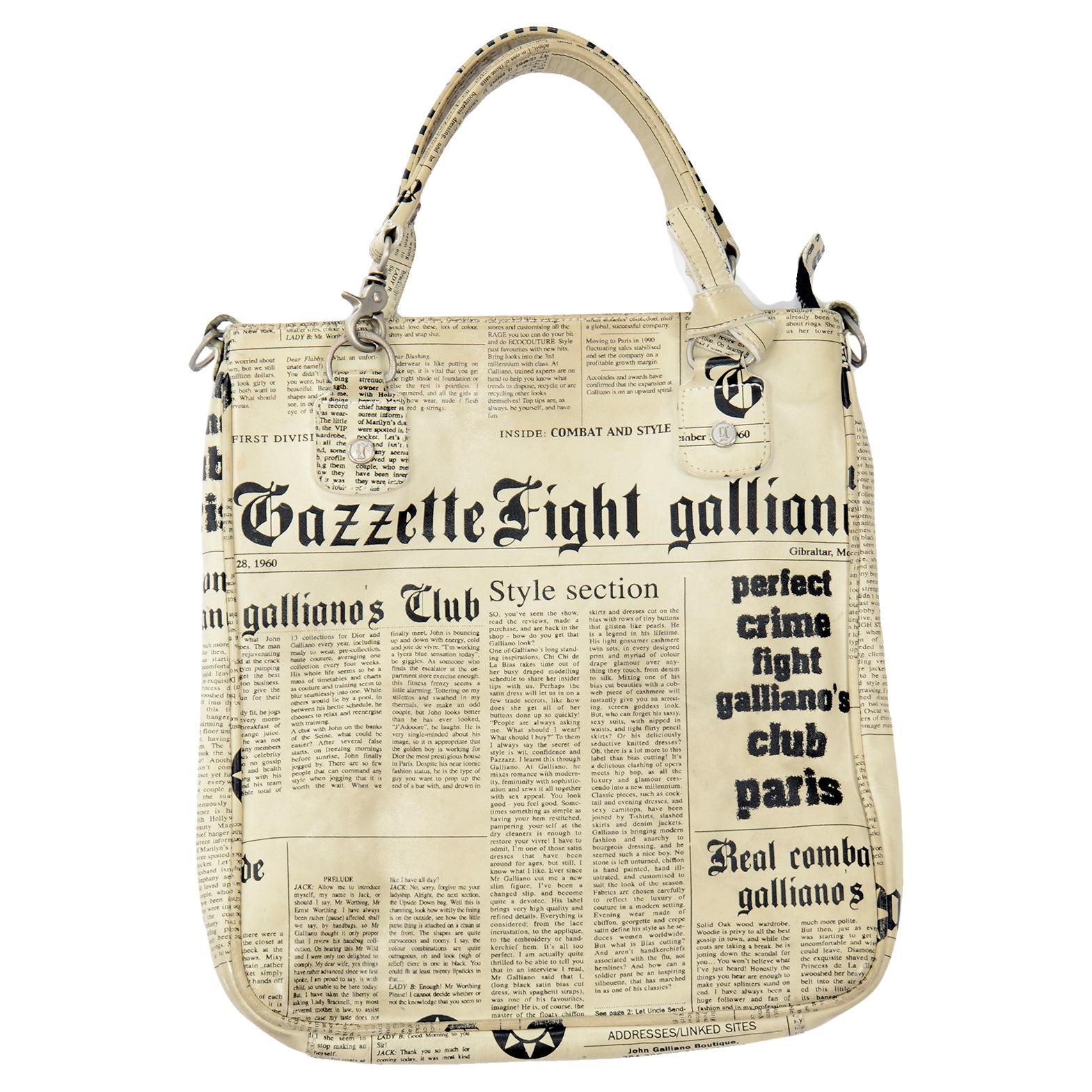 Vintage John Galliano Bag Gazette Newspaper Newsprint Handbag