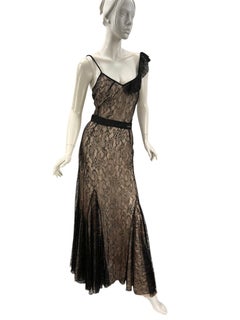 Vintage John Galliano Black Lace Bias-Cut Gown, 2007