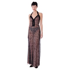 Vintage John Galliano Black Maxi Lace Halterneck Dress