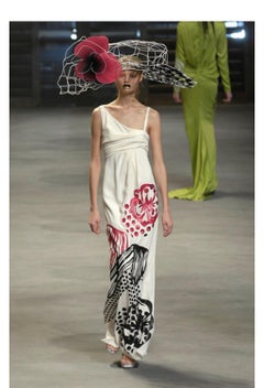 Vintage John Galliano Cream Gown with Black & Red Sequins 2007